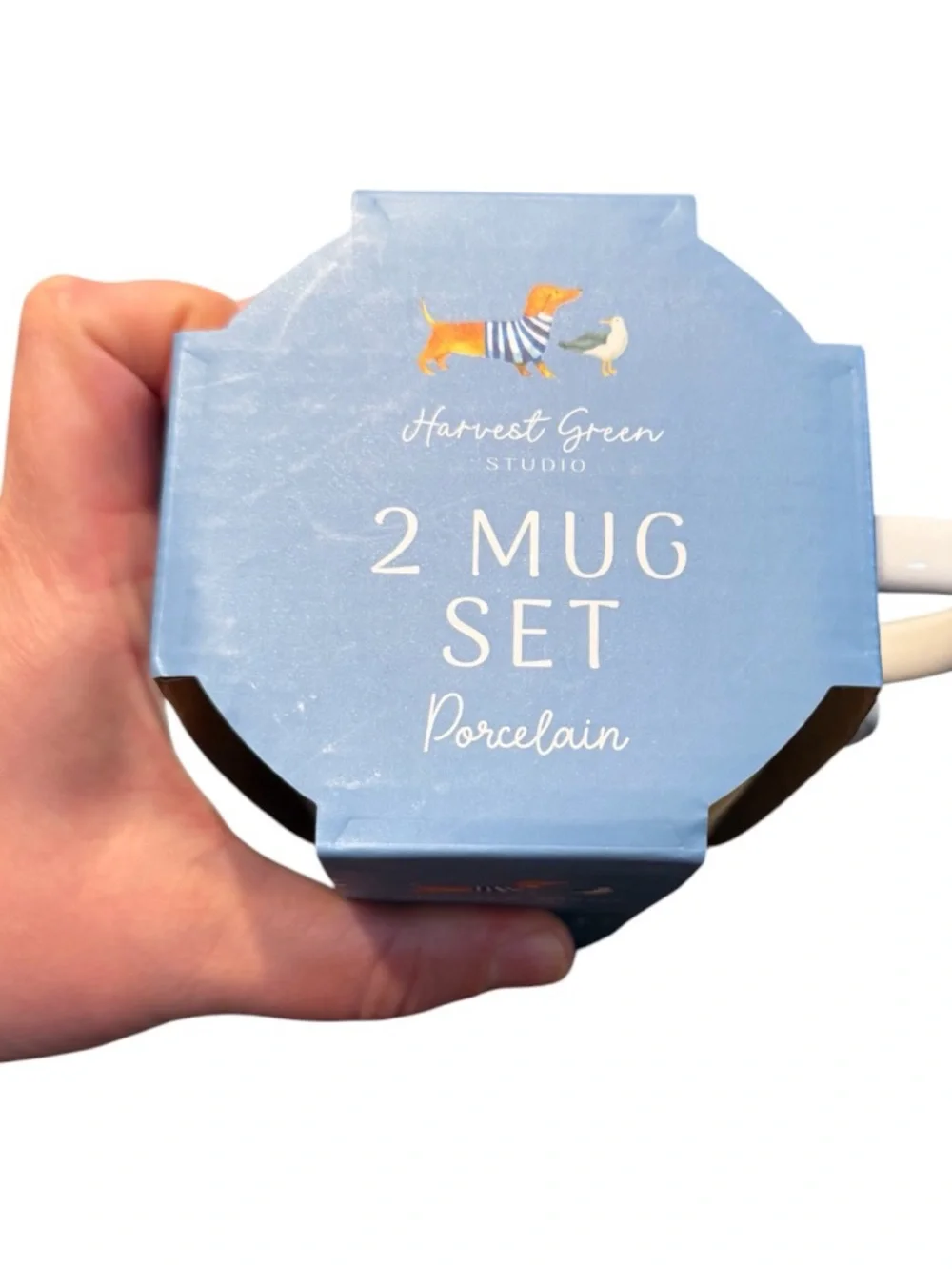 Harvest Green Studio 2 Mug Set Striped Ceramic Coffee Cups British Design - Picture 5 of 5